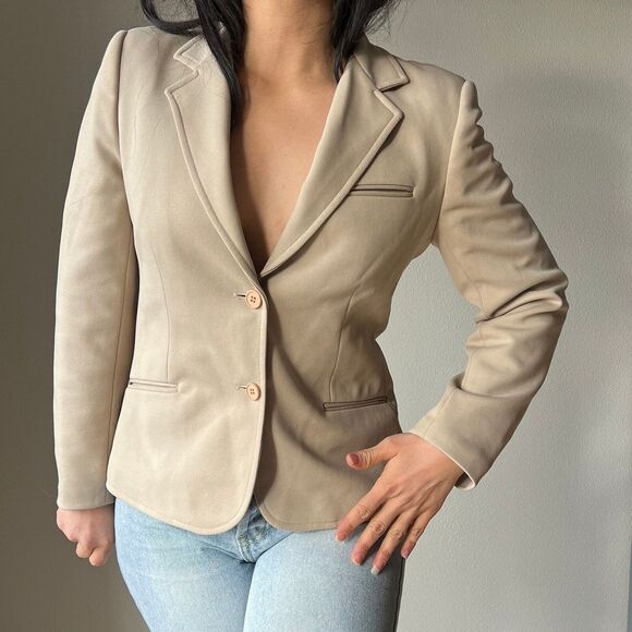 vtg 80s 90s Givenchy sport beige blazer jacket size 8‎ couture designer tailored - Picture 5 of 9